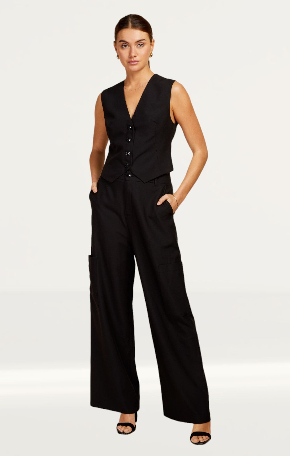 Little Mistress Black Cargo Trousers by Vogue Williams