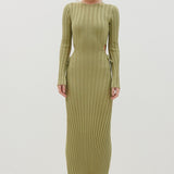 Pretty Lavish Dahlia Cut Out Maxi Knit Dress in Tarragon Green