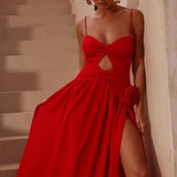 Runaway the Label Danika Slit Red Maxi Dress