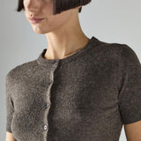 Glamorous Brown Marl Short Sleeve Cardigan
