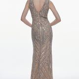 Karen Millen Deco Crystal Embellished Front Slit Dress