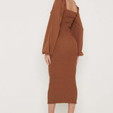 Pretty Lavish Delilah Sweetheart Brown Shirred Dress