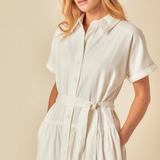 Nobody's Child Denim Ester Tiered Shirt Dress White
