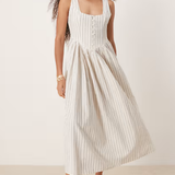Nobody's Child Cora Midi Dress Cream Ticking Stripe