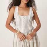 Nobody's Child Cora Midi Dress Cream Ticking Stripe