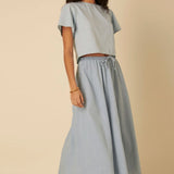 Nobody's Child Denim Rose Maxi Skirt