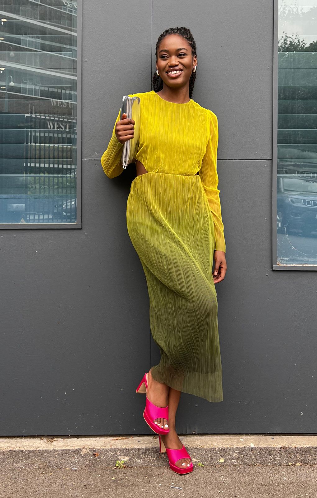 Topshop Ombre Cut Out Mesh Midi Dress In Multi