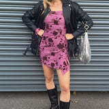 Sisters of the Tribe Floral Devore Corsage Detail Mini Dress In Dusty Violet