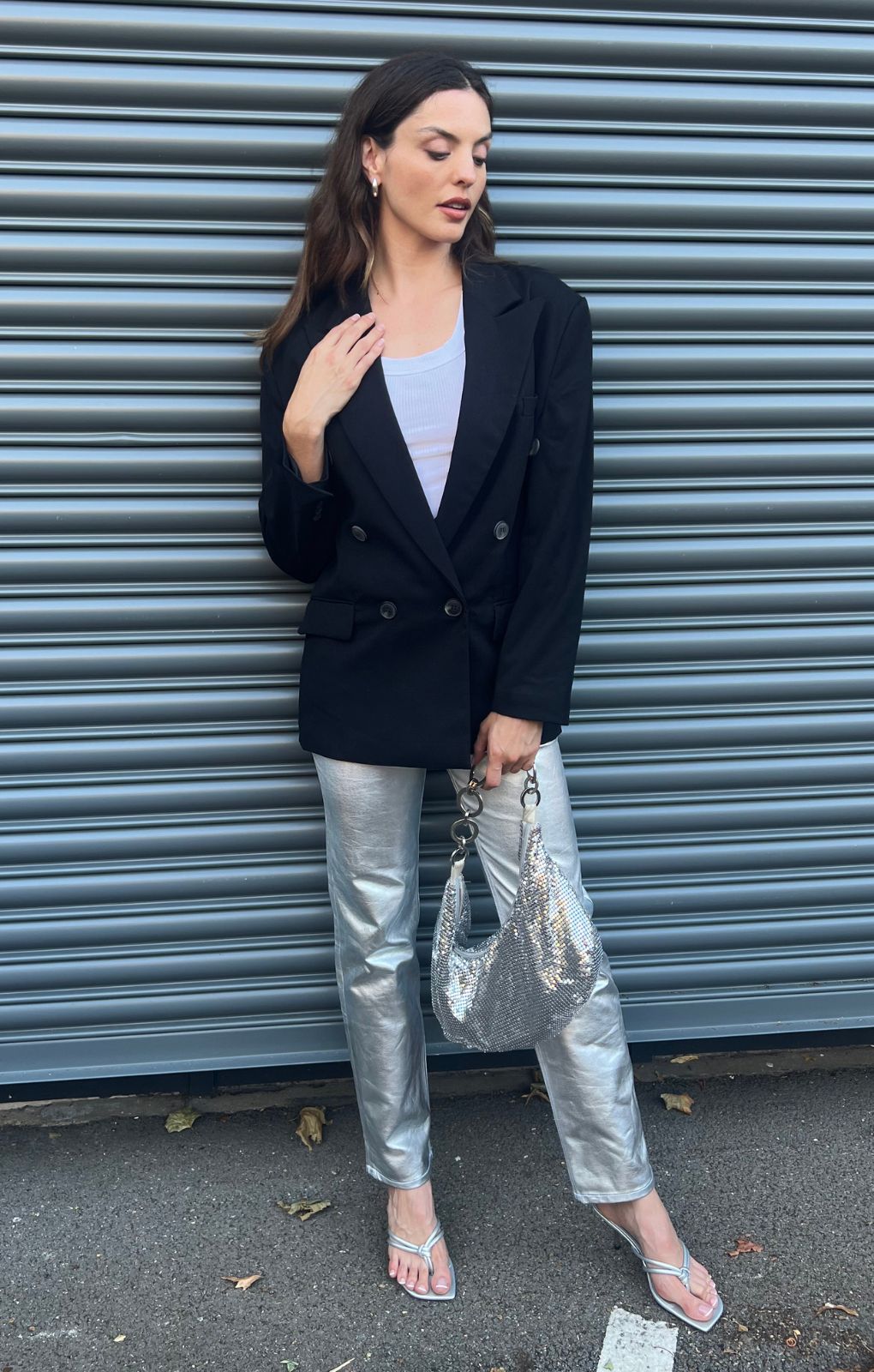 Topshop 90'S Double Breasted 6 Button Blazer In Black