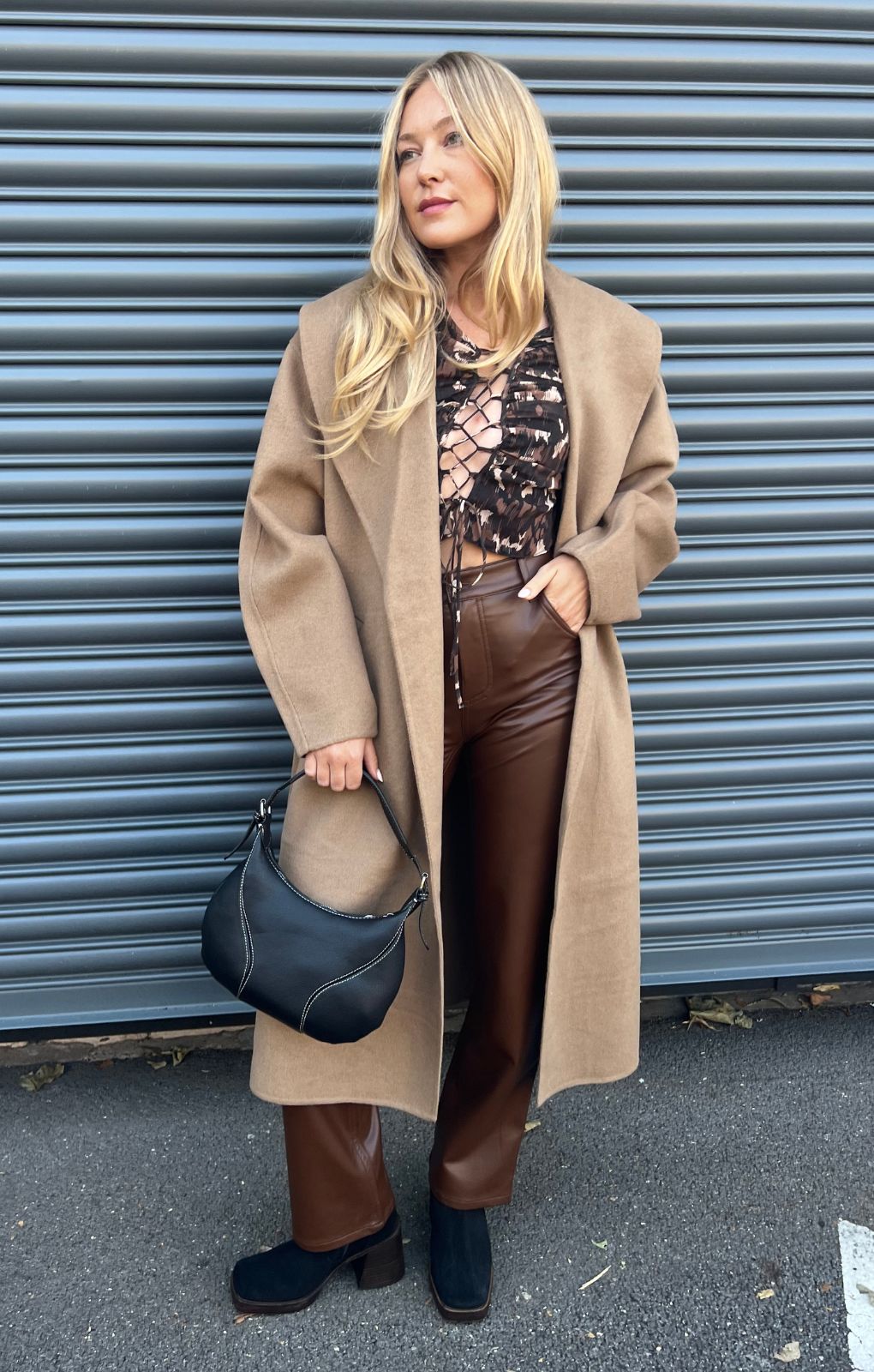 Topshop Flute Sleeve Tie Up Chiffon Top In Neutral