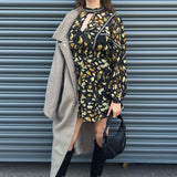 Topshop High Neck Trim Detail Mini Tea Dress In Animal Print