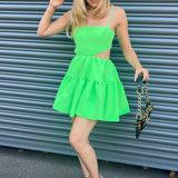 Bardot Structured Cut-Out Mini Dress With Pockets In Vibrant Green