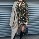 Topshop High Neck Trim Detail Mini Tea Dress In Animal Print