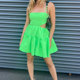 Bardot Structured Cut-Out Mini Dress With Pockets In Vibrant Green