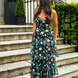Dress The Population Layana Turquoise Strapless Tiered Maxi Dress