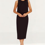 Dress The Population Amada Black Midi Dress