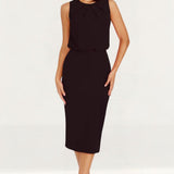 Dress The Population Amada Black Midi Dress