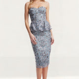 Dress The Population Amelia Graphite Blue Multi Dress