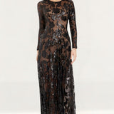 Dress The Population Ava Black-Nude Sequin Dress