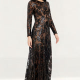 Dress The Population Ava Black-Nude Sequin Dress