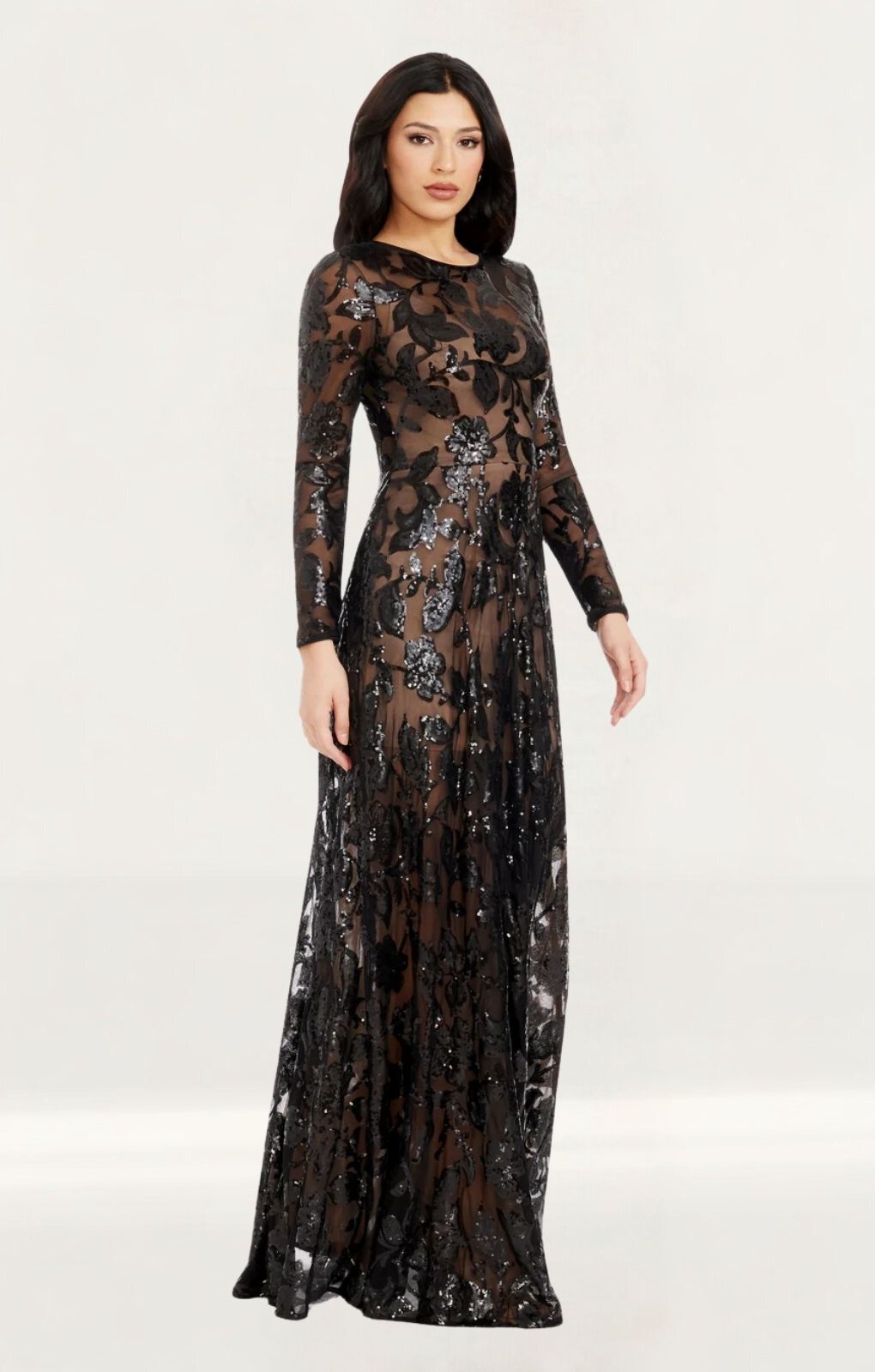 Rent Dress The Population Ava Black-Nude Sequin Dress