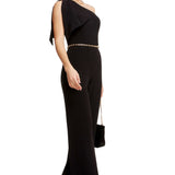 Dress The Population Black Tiffany One Shoulder Jumpsuit