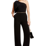 Dress The Population Black Tiffany One Shoulder Jumpsuit