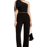 Dress The Population Black Tiffany One Shoulder Jumpsuit