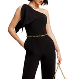 Dress The Population Black Tiffany One Shoulder Jumpsuit