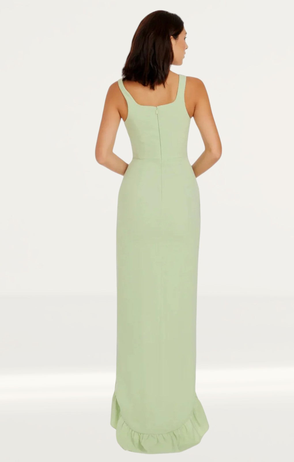 Dress The Population Charlene Sage Ruffle Split Maxi Dress