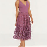 Dress The Population Darleen Purple Orchid Plunge Midi Dress