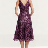 Dress The Population Elisa Deep Plum Midi Dress