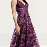 Dress The Population Elisa Deep Plum Midi Dress