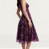 Dress The Population Elisa Deep Plum Midi Dress