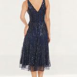 Dress The Population Elisa Midnight Blue Sequin Midi Dress