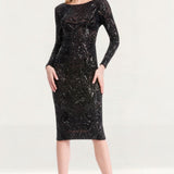 Dress The Population Emery Black Sequin Midi Dress