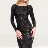 Dress The Population Emery Black Sequin Midi Dress