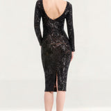 Dress The Population Emery Black Sequin Midi Dress
