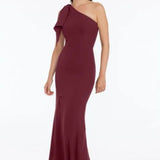 Dress The Population Georgina One Shoulder Burgundy Maxi Dress