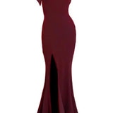 Dress The Population Georgina One Shoulder Burgundy Maxi Dress