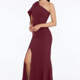 Dress The Population Georgina One Shoulder Burgundy Maxi Dress