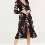 Dress The Population Holly Black Multi Midi Dress