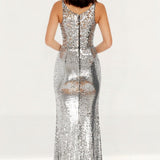 Dress The Population Iris Silver Sequin Maxi Dress