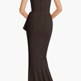 Dress The Population Kai Ruffle Brown Maxi Dress