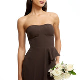 Dress The Population Kai Ruffle Brown Maxi Dress