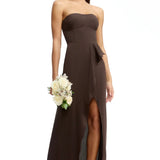 Dress The Population Kai Ruffle Brown Maxi Dress