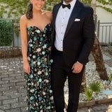 Dress The Population Layana Turquoise Strapless Tiered Maxi Dress