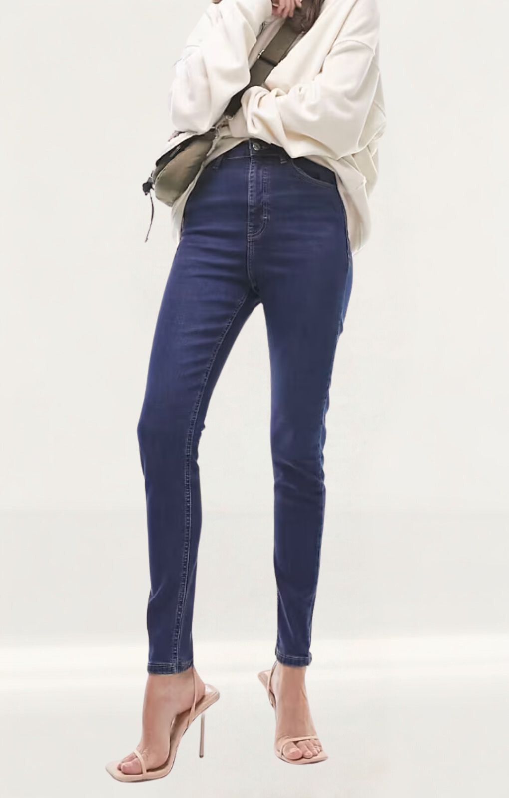 Topshop Enhancing High Rise Jamie Jeans In Mid Blue