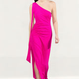 Amy Lynn Stella Pink Asymmetrical Embellished Maxi Dress