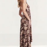 Dress The Population Olivia Mocha Multi Halterneck Maxi Dress